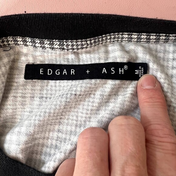 Edgar and Ash Scoop Neck Grid Pattern Short Sleeve Retro T-shirt Size Medium - Picture 3 of 8